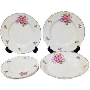 Vintage A.J. Wilkinson Ltd Royal Staffordshire Pottery 6 Pcs - 5 Plates 1 Soup‎